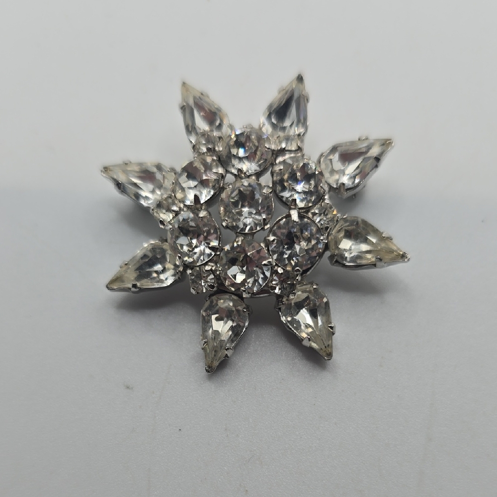 Albert Weiss Silver and Crystal Starburst Brooch